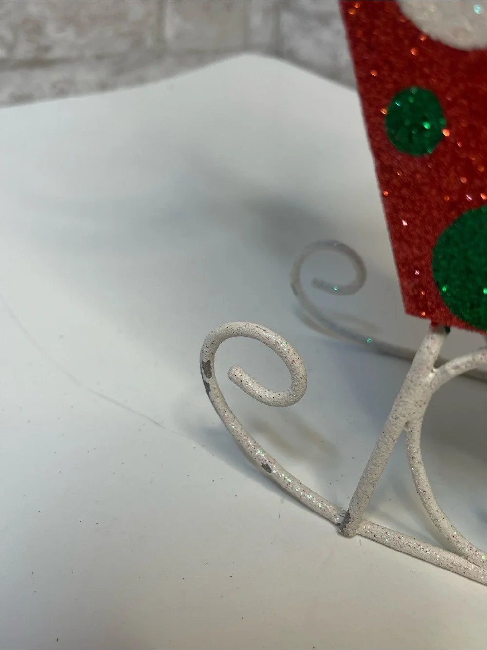 Vintage Pier 1 Christmas Glitter Polkadot Metal Sled Very Rare HTF 10” Decor